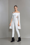 WHITE OVERSIZE SLEEVE W/ BEIGE BOTTOM JUMPSUIT