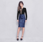 Blue Sequin tied waist skirt | Medium |